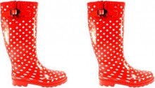 red spotty polka dot patterned wellies